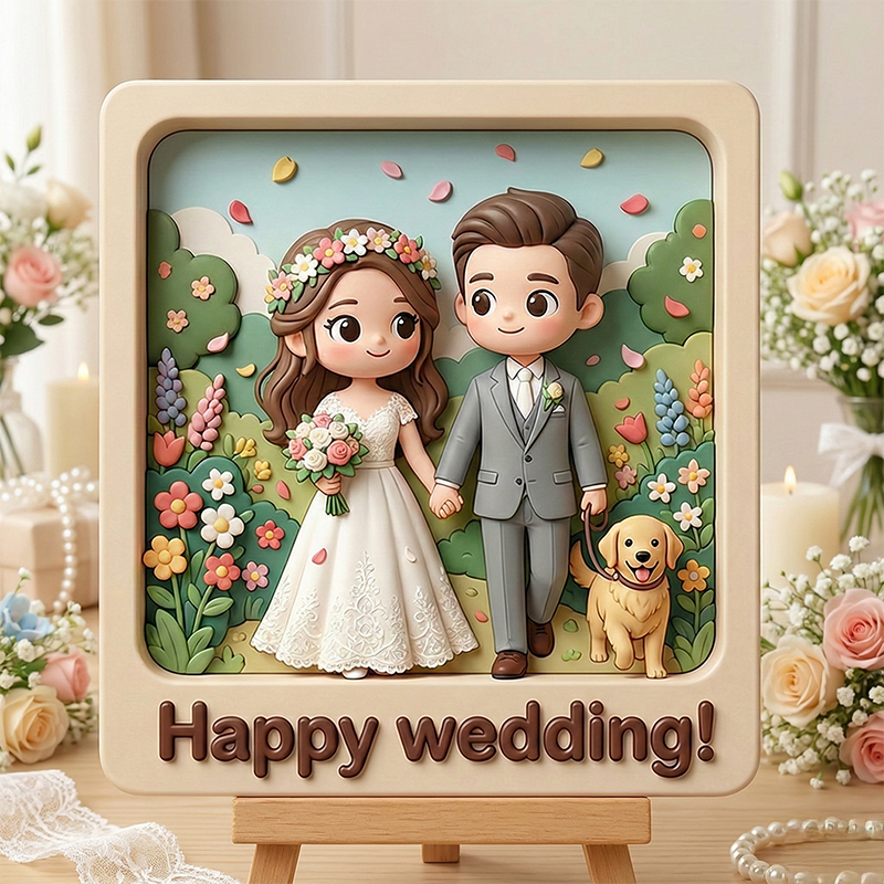 Custom 3D Printed Wedding Relief Sculpture – Engraved Personalized Keepsake Gift