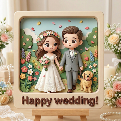 Custom 3D Printed Wedding Relief Sculpture – Engraved Personalized Keepsake Gift