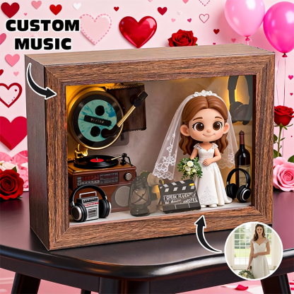 Custom 3D Printed Figure Music Box - Valentine's Day - Custom Photo & Favorite Music 