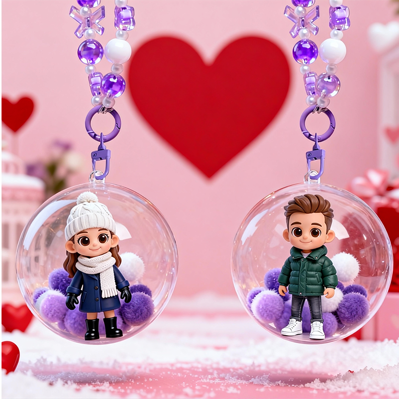 Custom 3D Mini Figure - Valentine's Day - Personalized Transparent Hanging Ball-SELL MALL