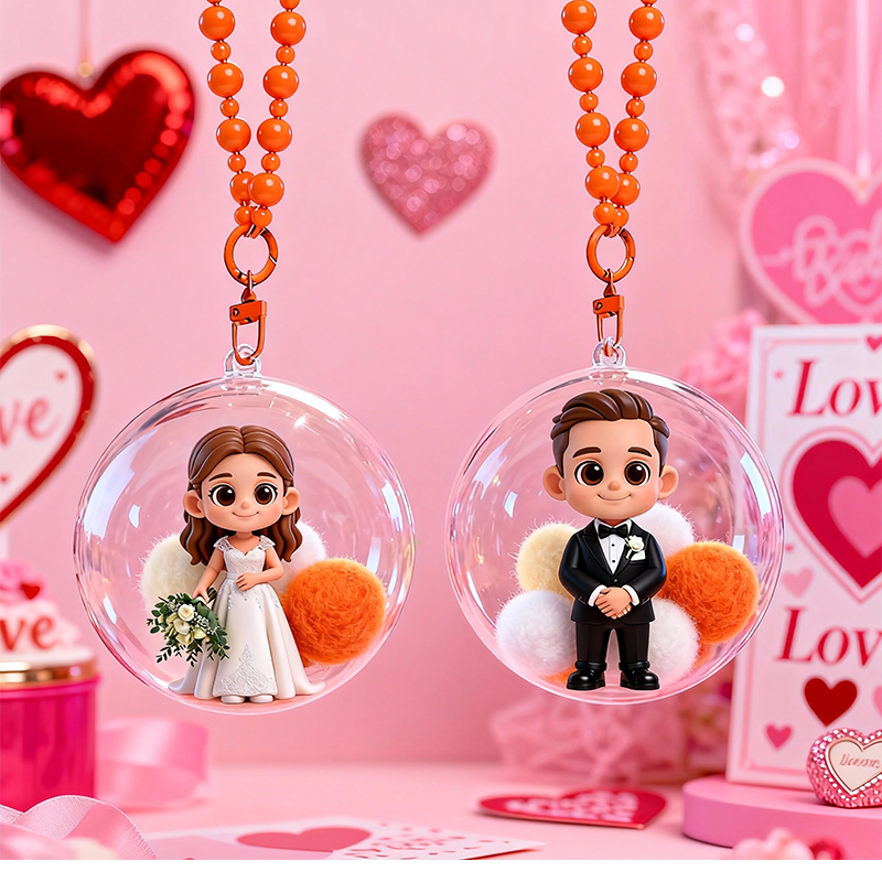 Custom 3D Mini Figure - Valentine's Day - Personalized Transparent Hanging Ball-SELL MALL
