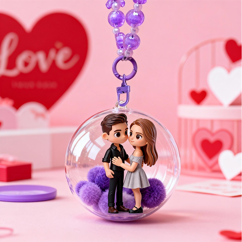 Custom 3D Mini Figure - Valentine's Day - Personalized Transparent Hanging Ball-SELL MALL