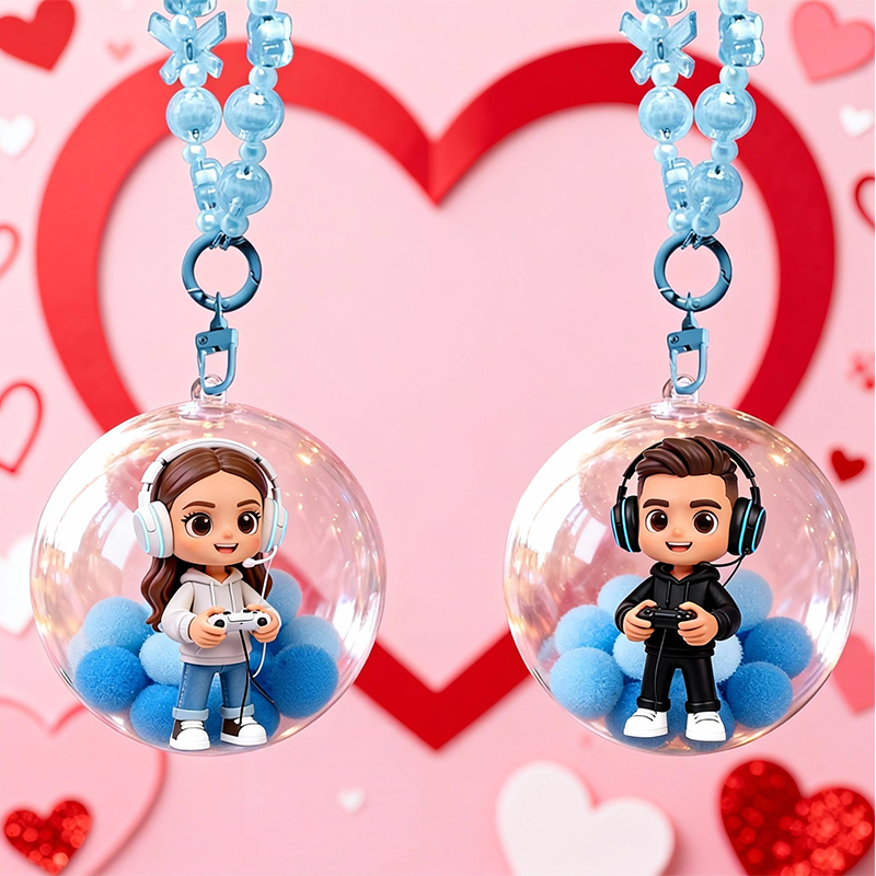 Custom 3D Mini Figure - Valentine's Day - Personalized Transparent Hanging Ball-SELL MALL