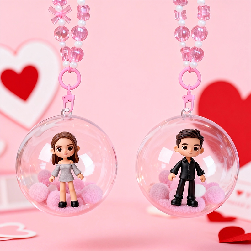 Custom 3D Mini Figure - Valentine's Day - Personalized Transparent Hanging Ball-SELL MALL