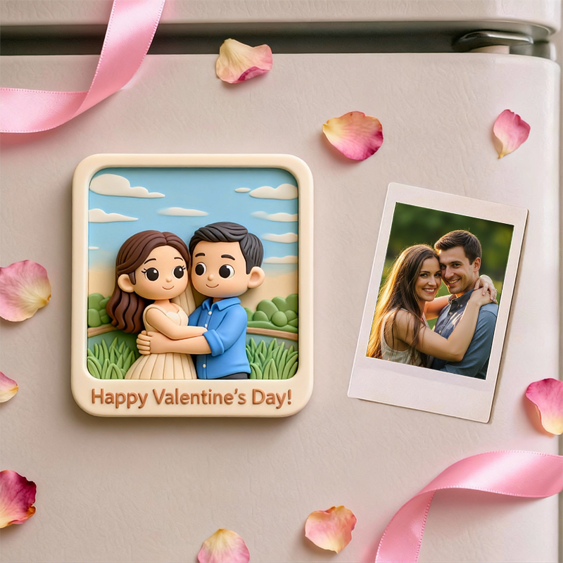 Custom 3D Printed Fridge Magnet - Personalized 3D Mini Character - Valentine