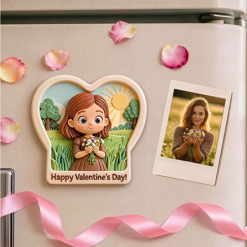 Custom 3D Printed Fridge Magnet - Personalized 3D Mini Character - Valentine