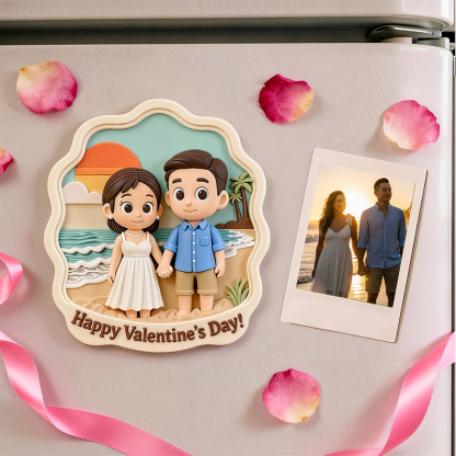 Custom 3D Printed Fridge Magnet - Personalized 3D Mini Character - Valentine
