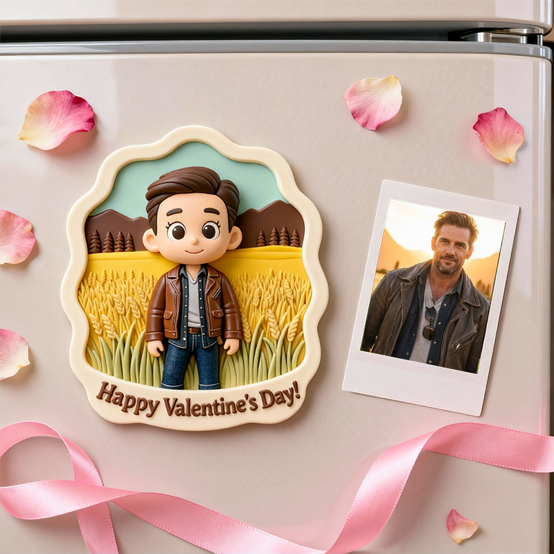 Custom 3D Printed Fridge Magnet - Personalized 3D Mini Character - Valentine