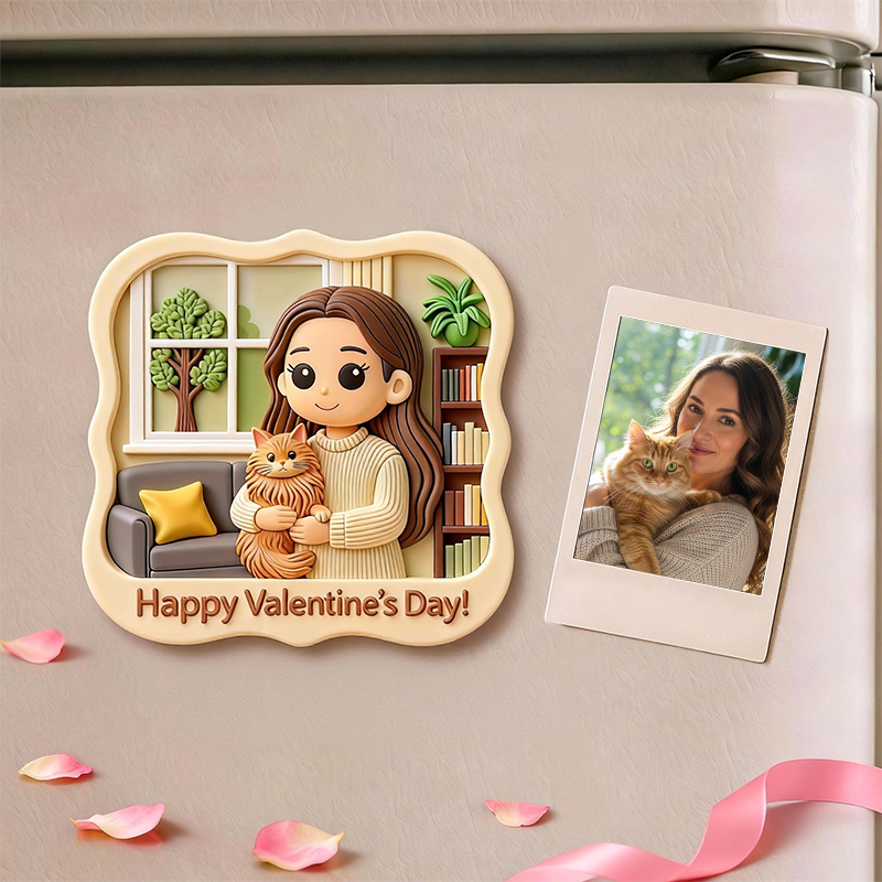 Custom 3D Printed Fridge Magnet - Personalized 3D Mini Character - Valentine