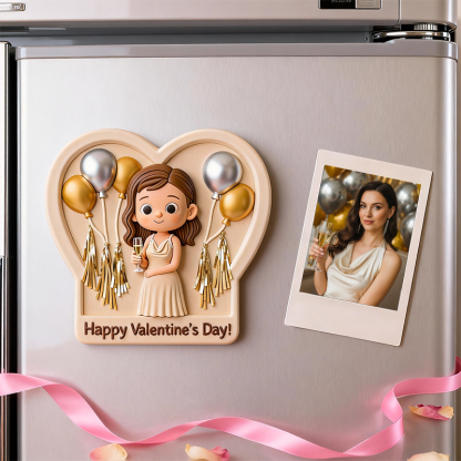 Custom 3D Printed Fridge Magnet - Personalized 3D Mini Character - Valentine