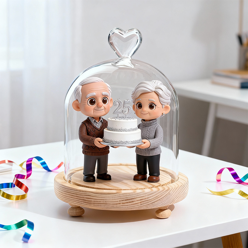 Personalized 25th Anniversary Action Figure Night Lamp – 3D Printed Heart Cover LED Light