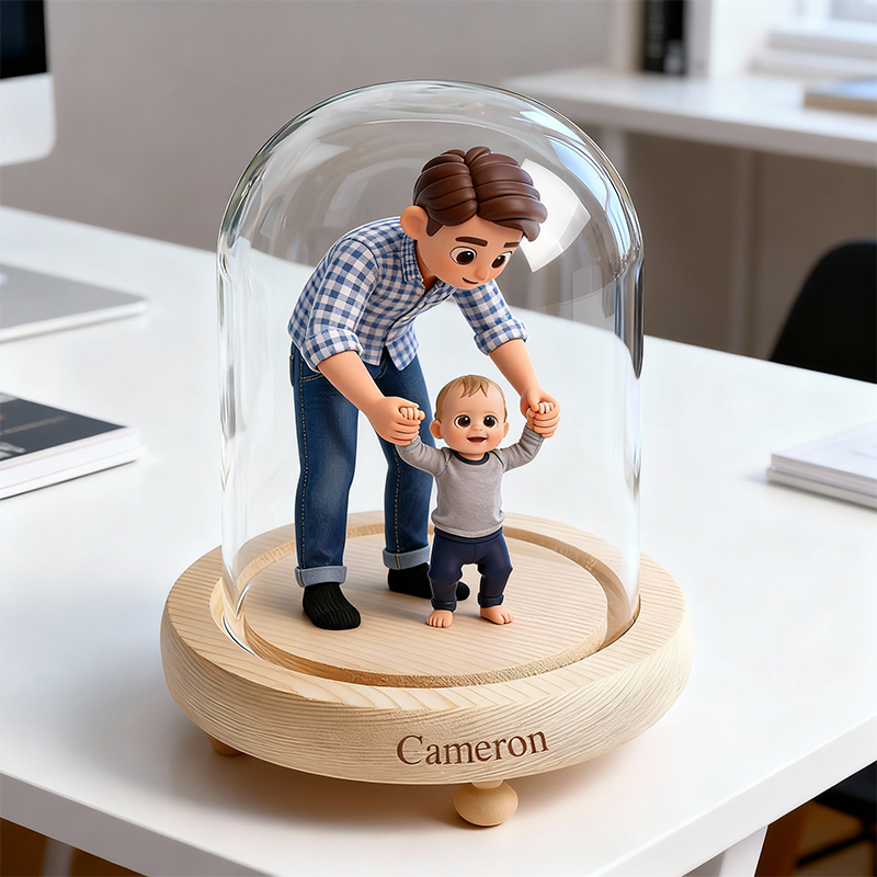 Father's Day Custom Action Figure Night Lamp – Personalized 3D Printed Round Cover