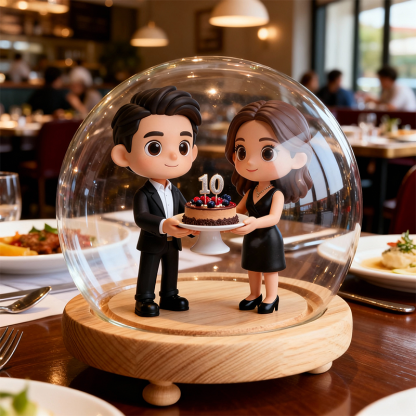 Custom Action Figure Round Lampshade – Personalized 3D Printed 10th Anniversary Gift from Photo