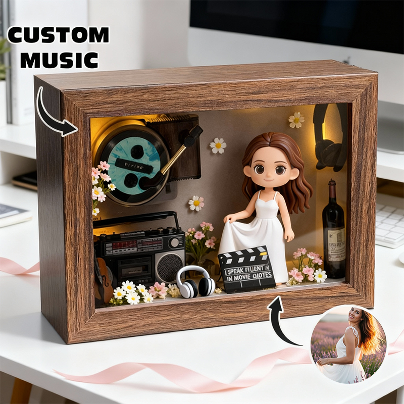 Custom Personalized 3D Figure Music Box – Photo to Music Gift for Her
