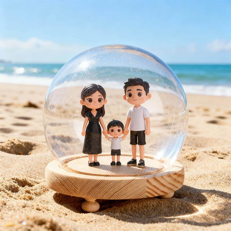 Custom Action Figure Round Lampshade – Personalized 3D Printed Gift from Photo for Family & Loved Ones