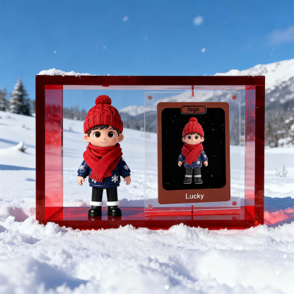 3D Figure Acrylic Display Case | Personalized Anniversary Gift for Parents Full-Frame