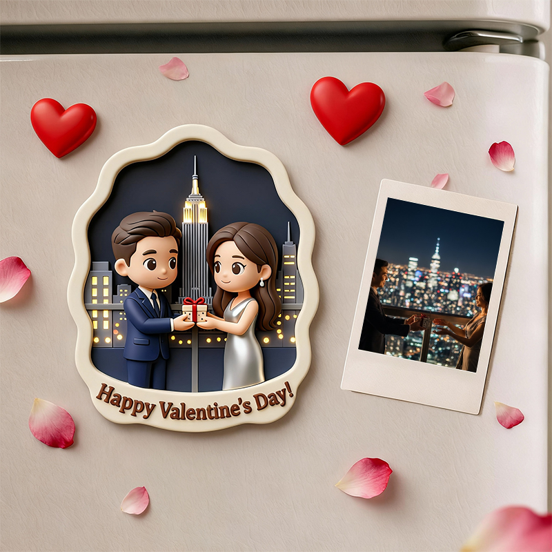 3D Printed Valentine’s Day Fridge Magnet Custom Personalized Mini Character Gift