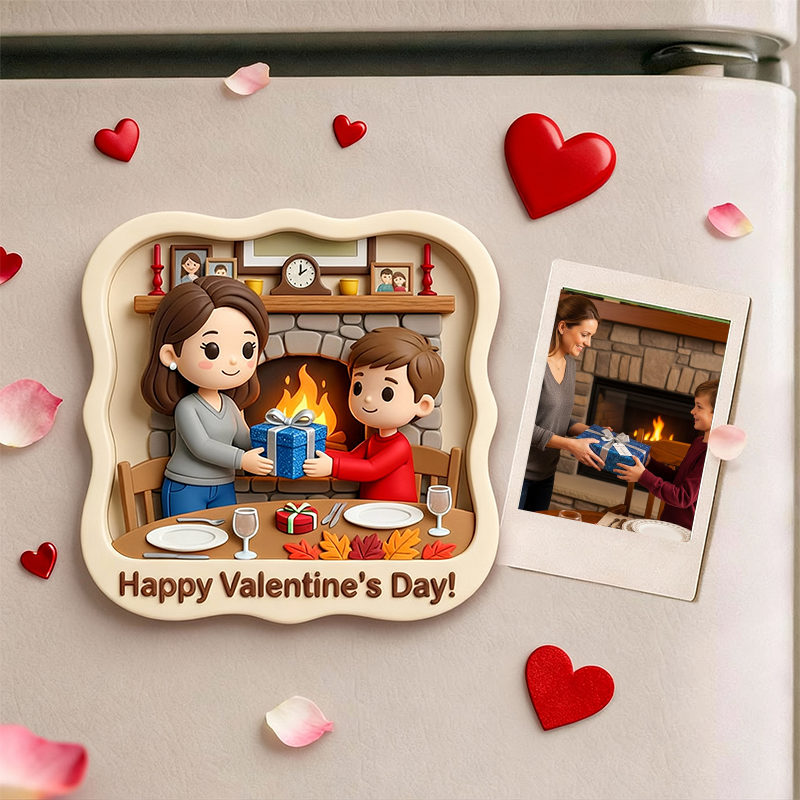 3D Printed Valentine’s Day Fridge Magnet Custom Personalized Mini Character Gift