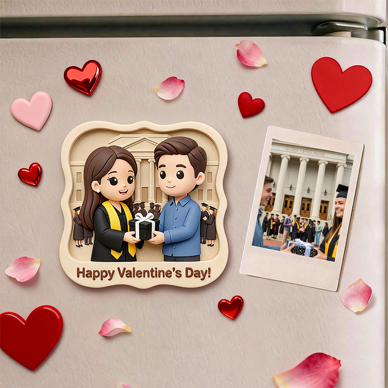 3D Printed Valentine’s Day Fridge Magnet Custom Personalized Mini Character Gift