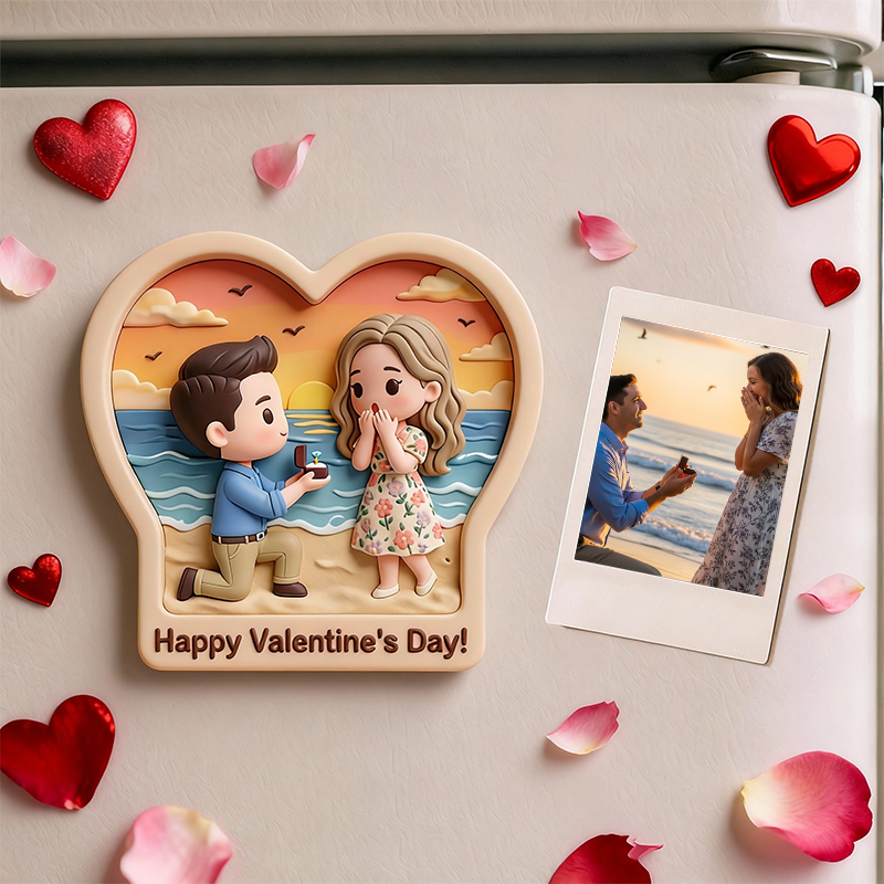 3D Printed Valentine’s Day Fridge Magnet Custom Personalized Mini Character Gift