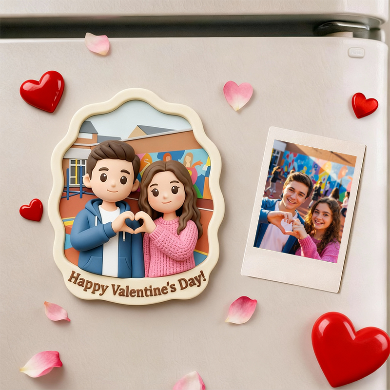 3D Printed Valentine’s Day Fridge Magnet Custom Personalized Mini Character Gift