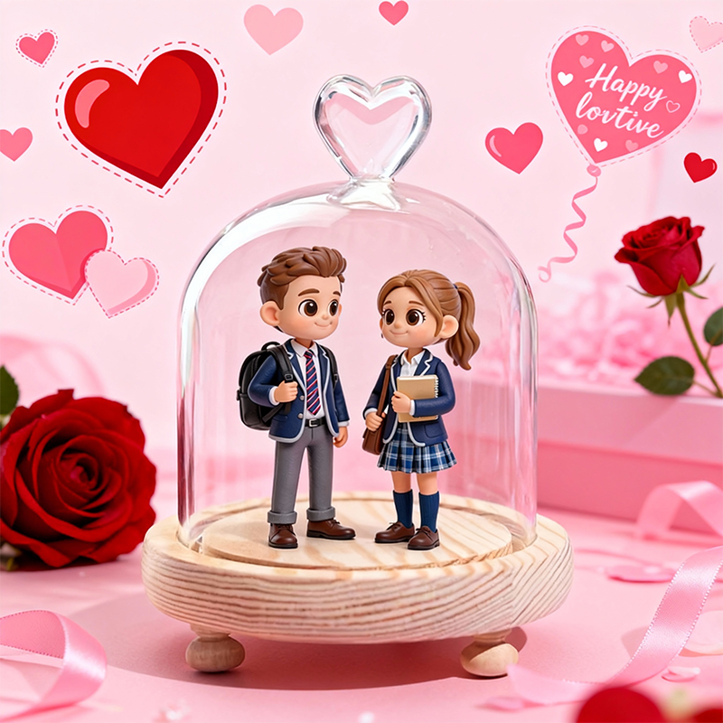 Custom 3D Action Figure - Valentine's Day - Round Long Heart Cover Night Lamp