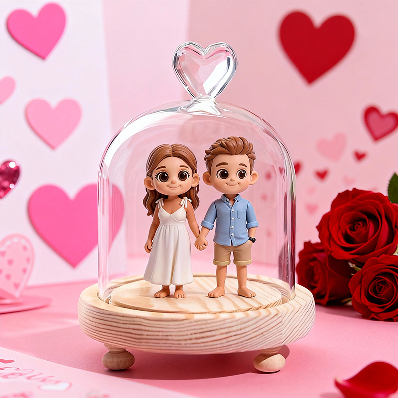 Custom 3D Action Figure - Valentine's Day - Round Long Heart Cover Night Lamp