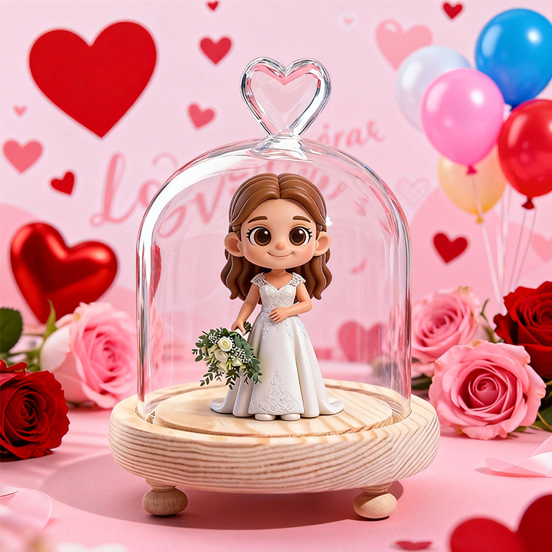 Custom 3D Action Figure - Valentine's Day - Round Long Heart Cover Night Lamp