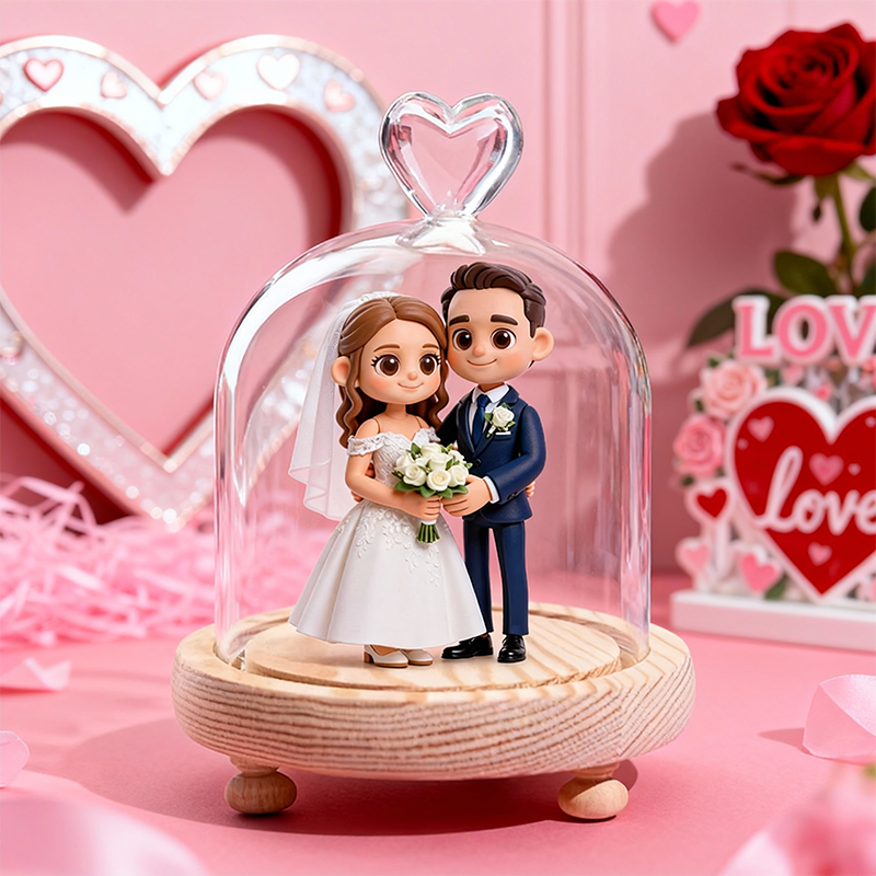 Custom 3D Action Figure - Valentine's Day - Round Long Heart Cover Night Lamp