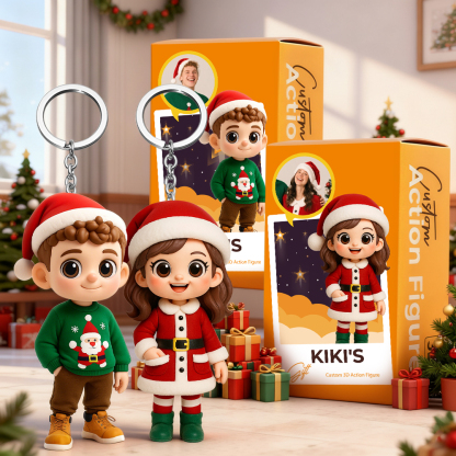 Custom Mini 3D Keychain Figurine - Cute Personalized Christmas Present-SELLMALL