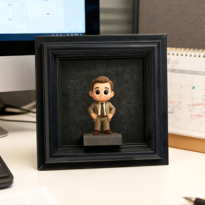Custom Memorial 3D Figurine (from Photo) in Wooden Frame | Unique Christmas Present & Home Decor-SELLMALL