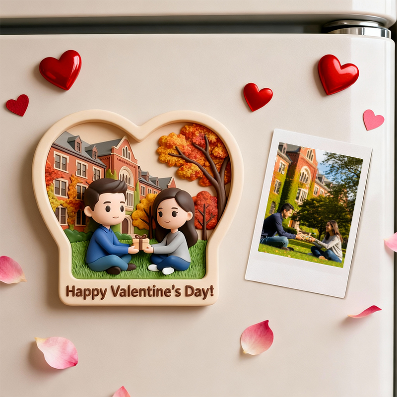 3D Printed Valentine’s Day Fridge Magnet Custom Personalized Mini Character Gift
