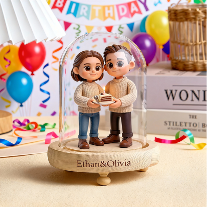 Custom 3D Action Figure - Round Long Heart Cover Night Lamp - Birthday