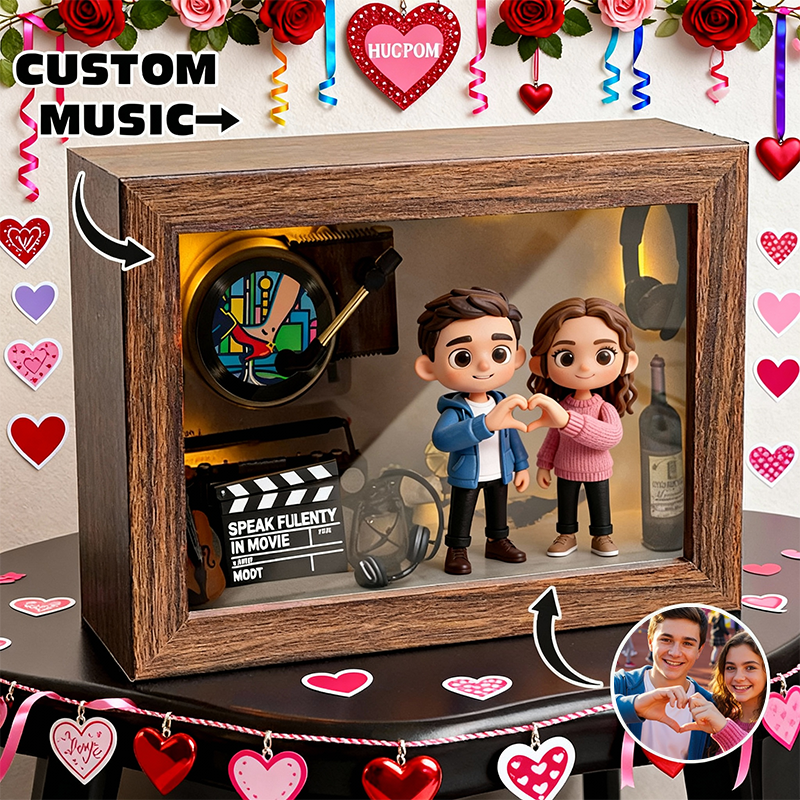 Personalized Valentine’s Day 3D Figure Music Box Custom Photo and Music Keepsake