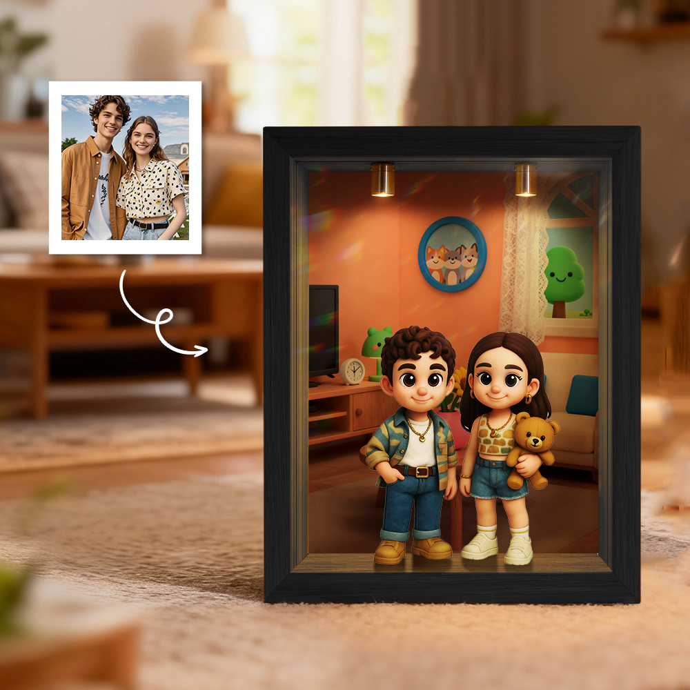 Custom 3D Figure Diorama Frame Display Case - Spot Light Dustproof Design - Christmas-SELL MALL