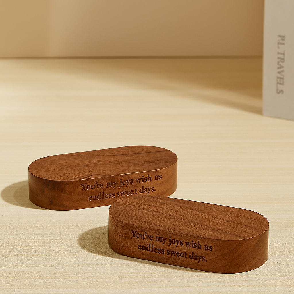 Custom Engraved Wooden Base for Figure with Name or Message-SELLMALL