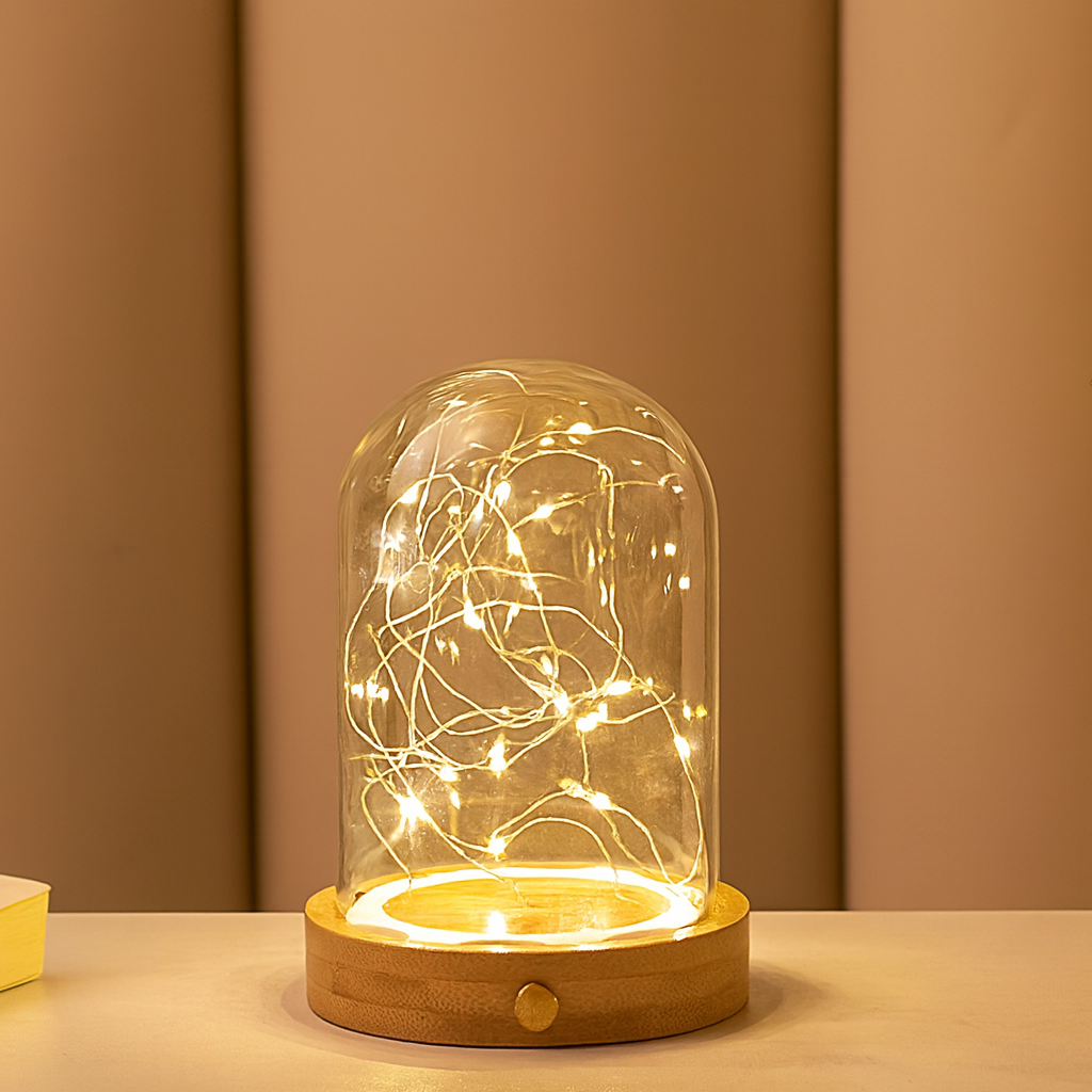 Upgraded Long Glass Dome Column Lamp - Side Touch Control with Warm Light - Rechargeable + FREE Charging Cable Included-SELL MALL