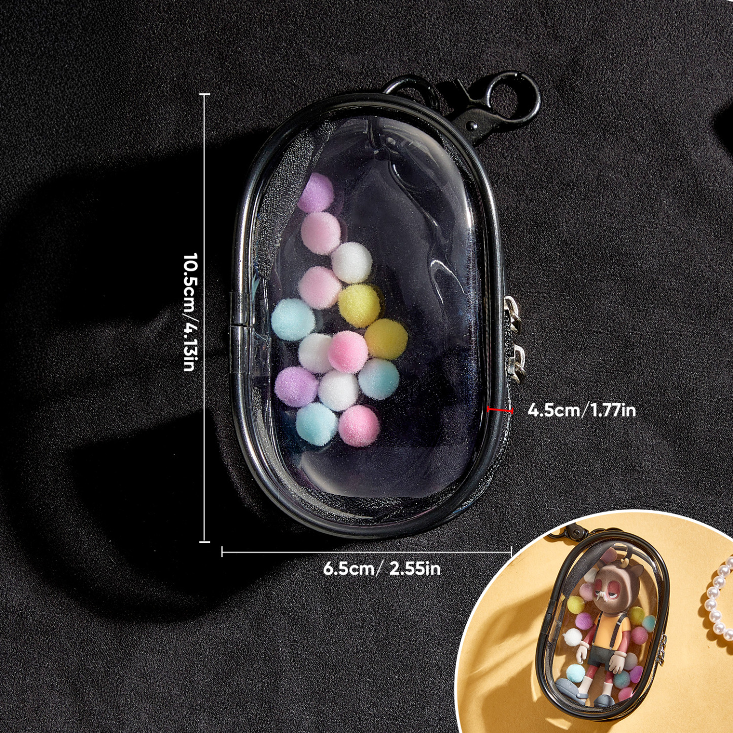 (Fits 8cm Figures) Keychain Display Bag Black-SELLMALL