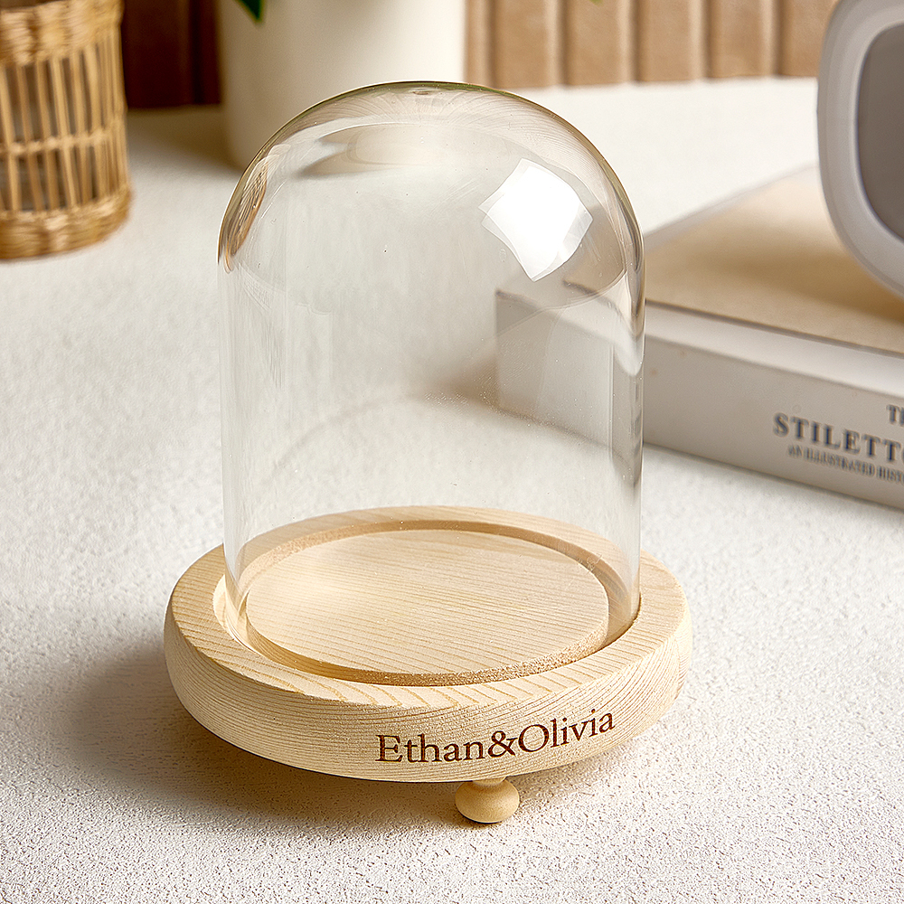 Round Long LED Night Light Cover - Custom Engraved Glass Dome Lamp with Name/Message-SELL MALL