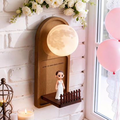 Custom 3D Printed Wedding Cartoon Figurine Wall Lamp – Personalized Text LED Night Light Gift