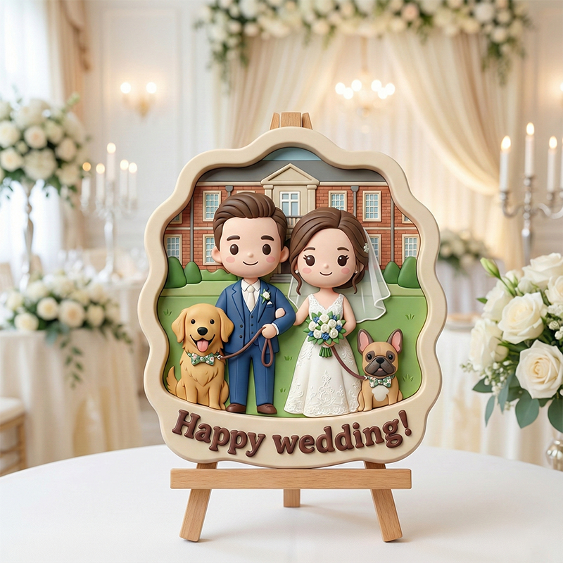 Custom 3D Printed Wedding Relief Sculpture – Engraved Personalized Keepsake Gift