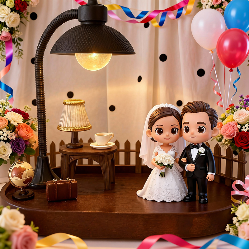Custom 3D Printed Wedding Figure Desk Lamp – Personalized LED Night Light Gift