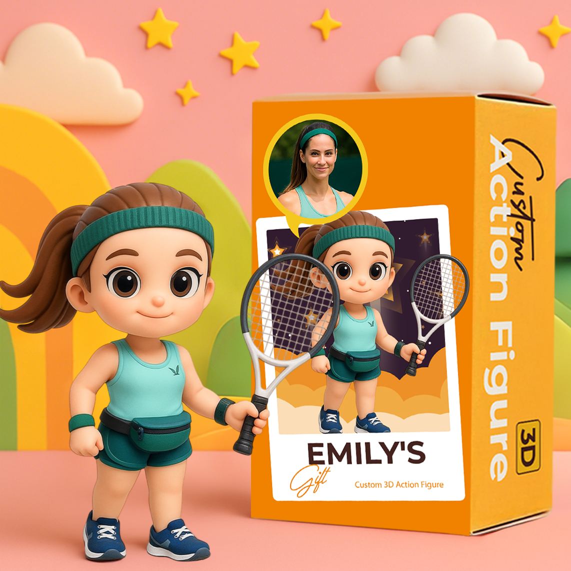 Custom 3D Printed  Duo Figures - Cartoon Style from Photo Personalized with Name Box - For Couples/Friends/Siblings-SELL MALL