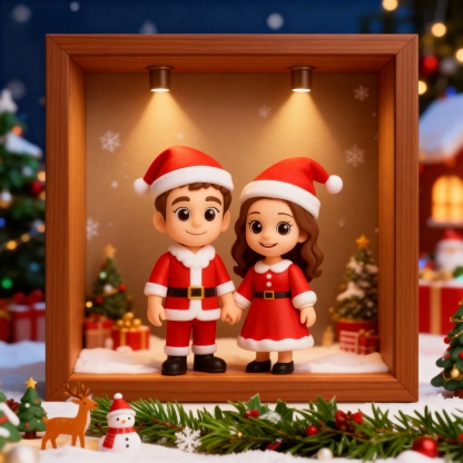 Custom 3D Figure Diorama Frame Display Case - Spot Light Dustproof Design - Christmas-SELL MALL