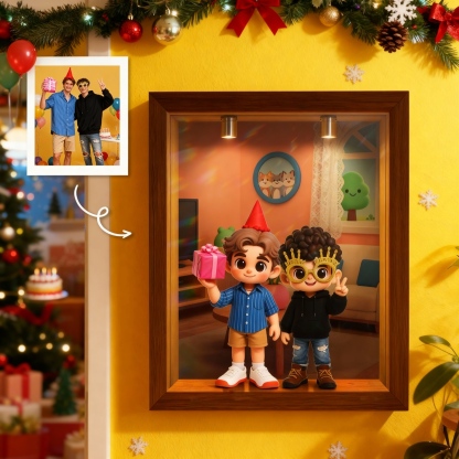 Custom 3D Figure Diorama Frame Display Case - Spot Light Dustproof Design - Christmas-SELL MALL