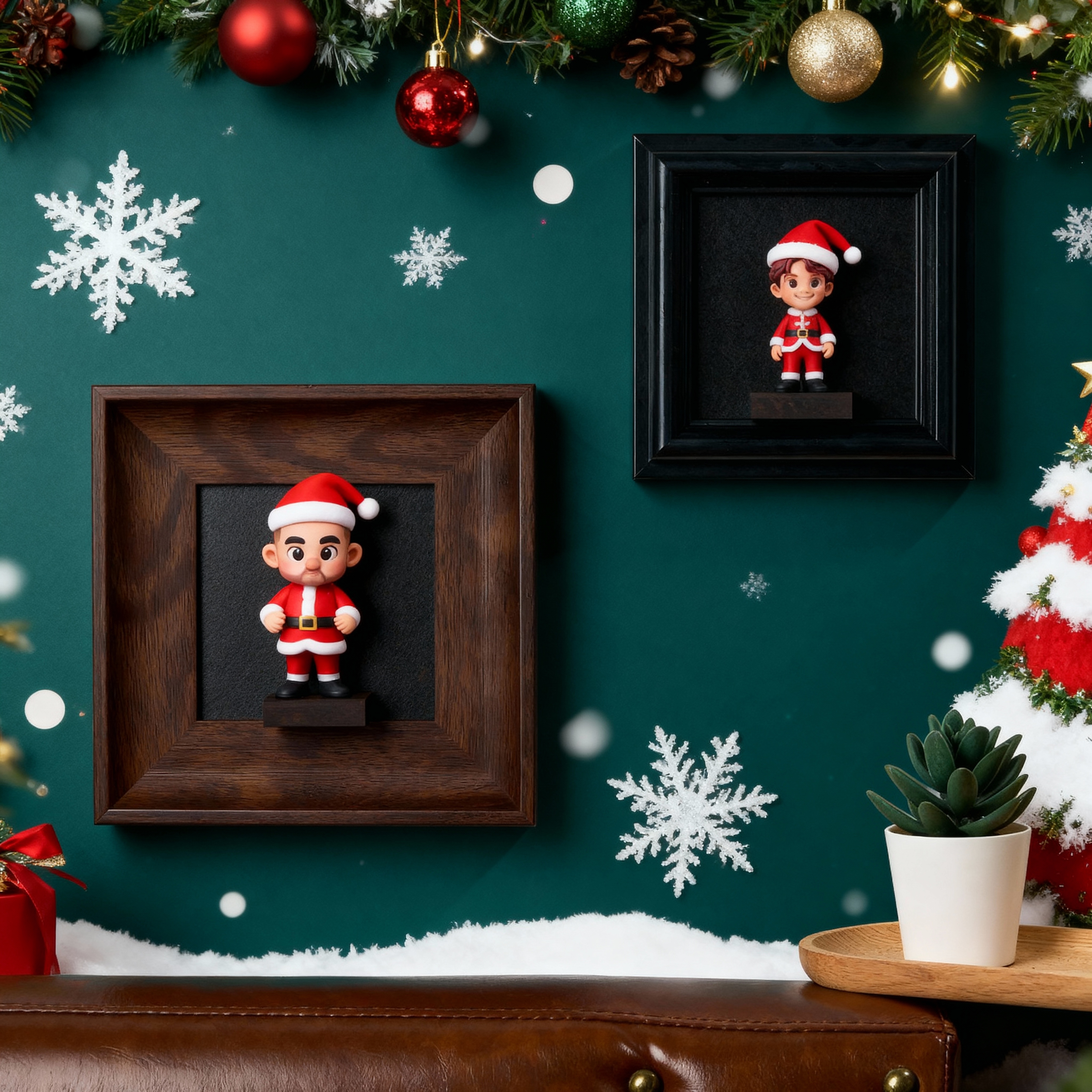 Custom Memorial 3D Figurine (from Photo) in Wooden Frame | Unique Christmas Present & Home Decor-SELLMALL
