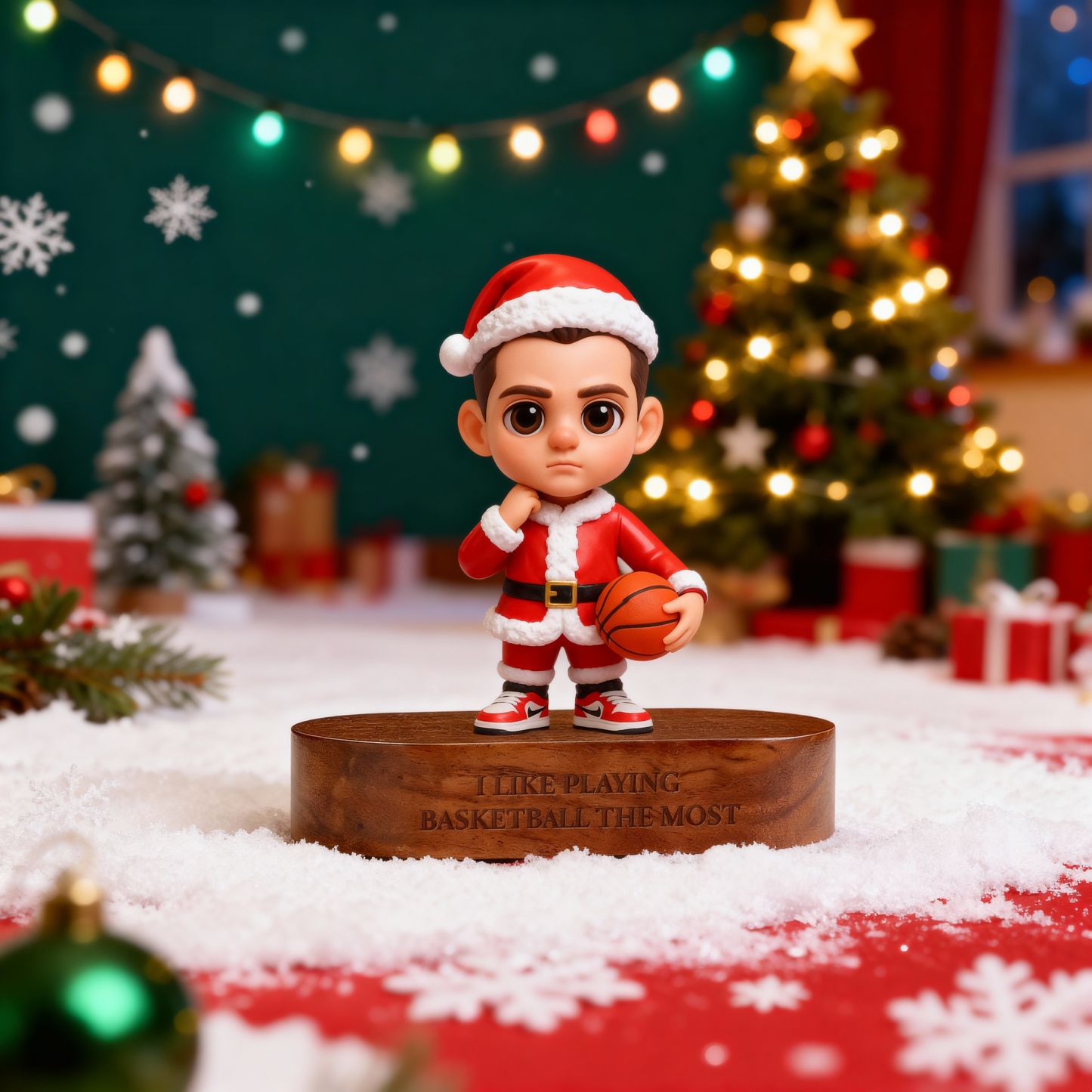 Custom 3D Printed Figure - With Engraved Wooden Base | Personalized Name & Message Stand - Christmas-SELL MALL