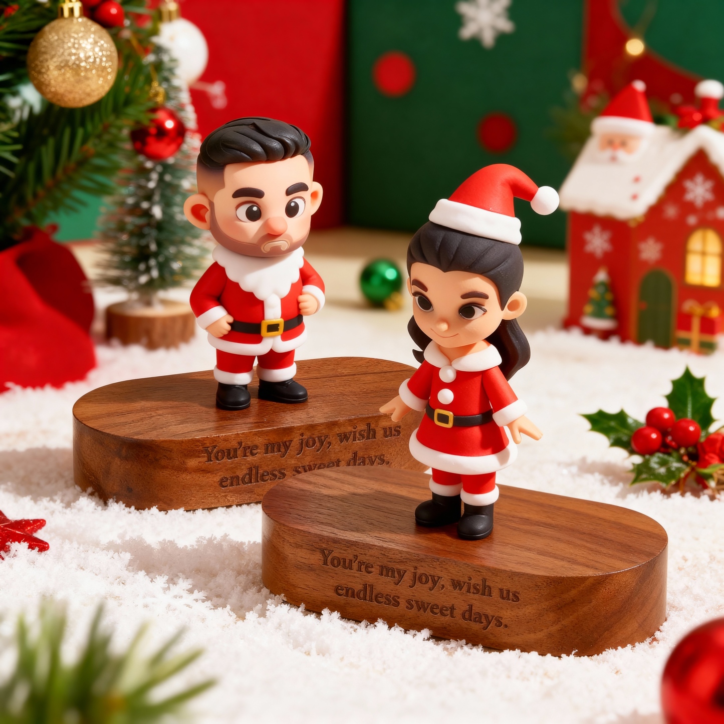 Custom 3D Printed Figure - With Engraved Wooden Base | Personalized Name & Message Stand - Christmas-SELL MALL