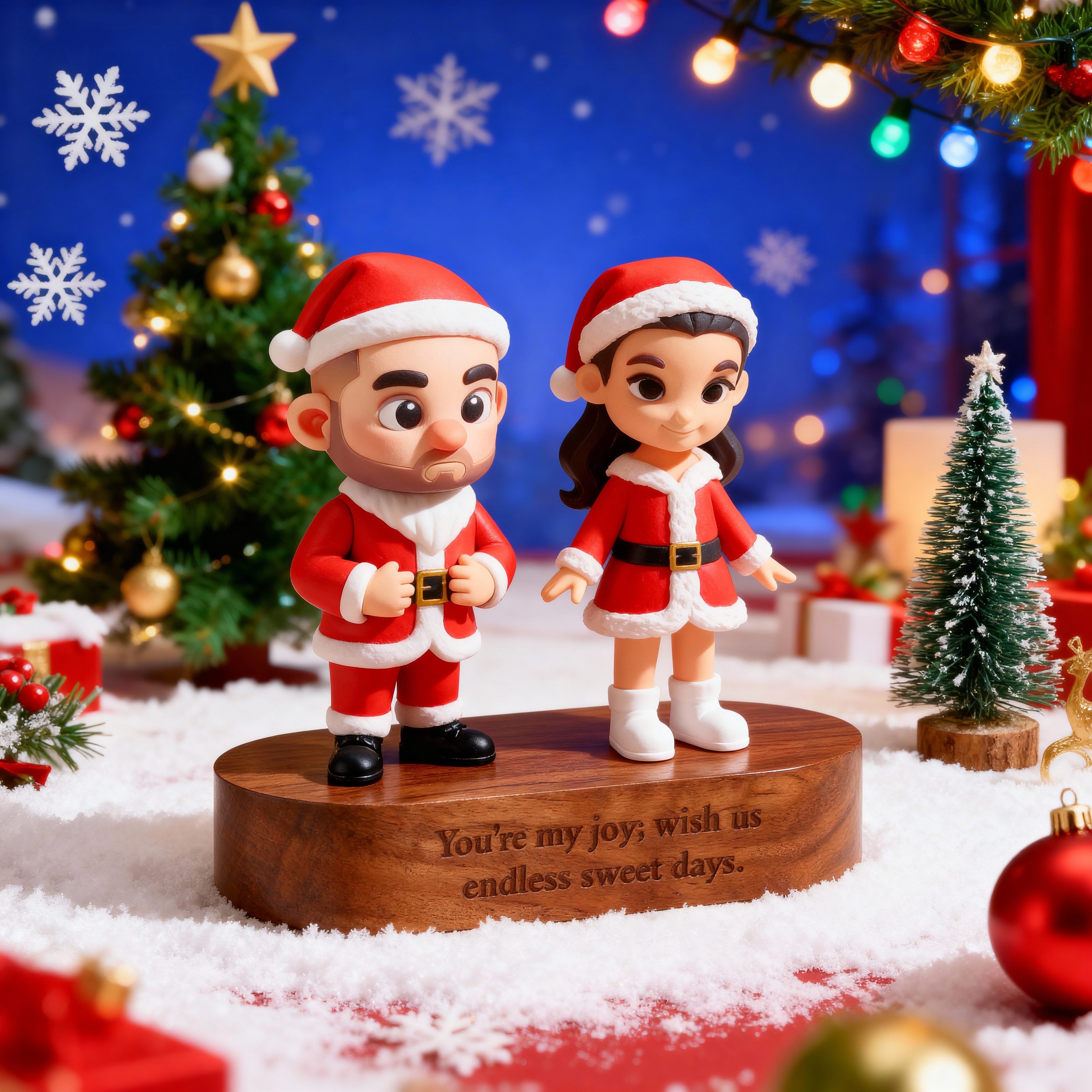 Custom 3D Printed Figure - With Engraved Wooden Base | Personalized Name & Message Stand - Christmas-SELL MALL