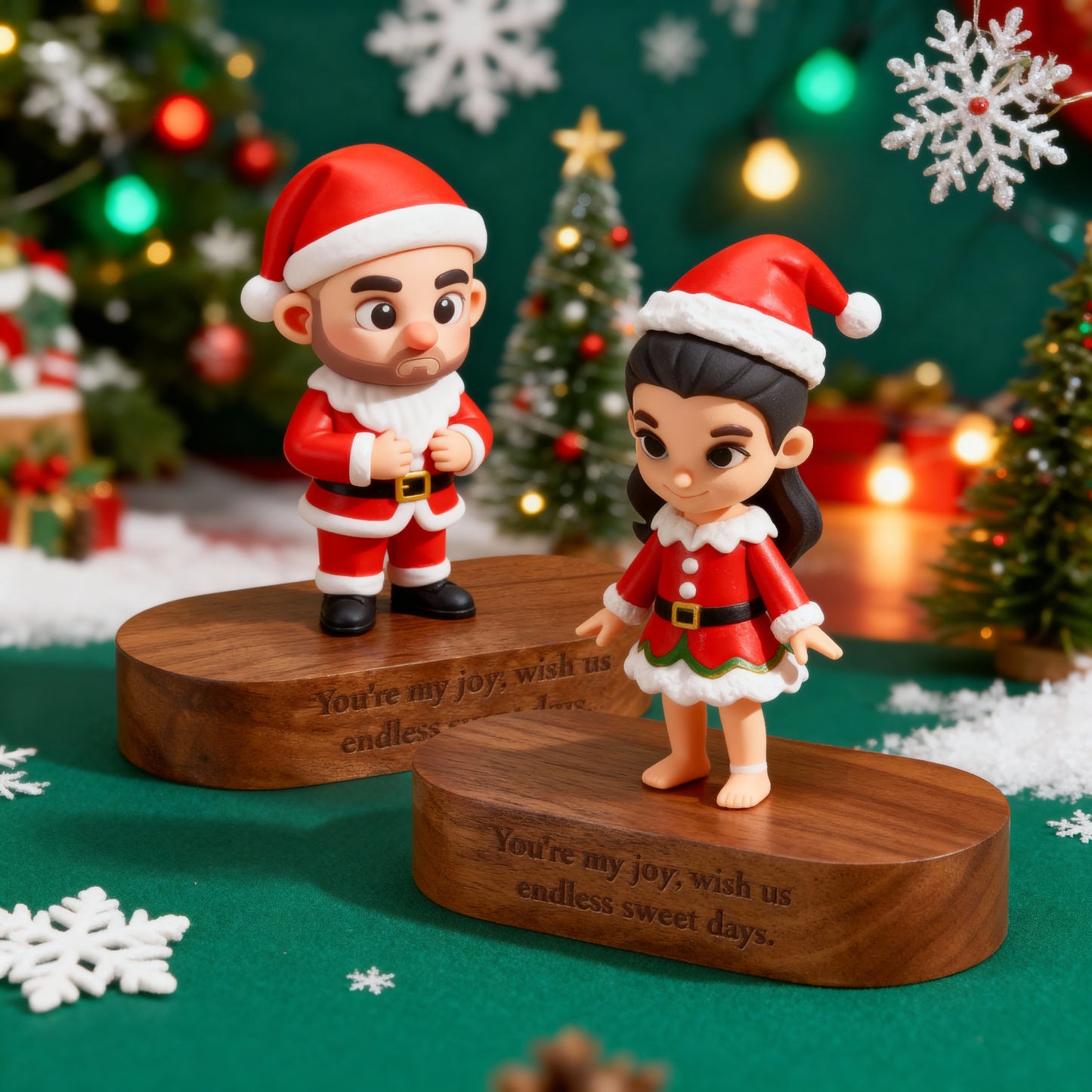 Custom 3D Printed Figure - With Engraved Wooden Base | Personalized Name & Message Stand - Christmas-SELL MALL